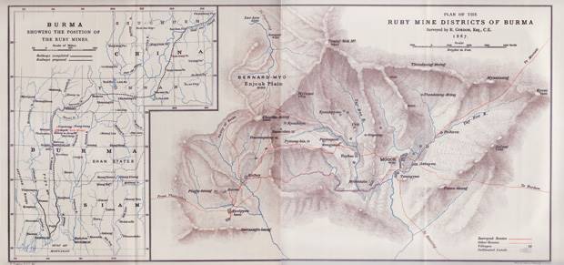 Map of upper Burma and the Mogok Stone Tract