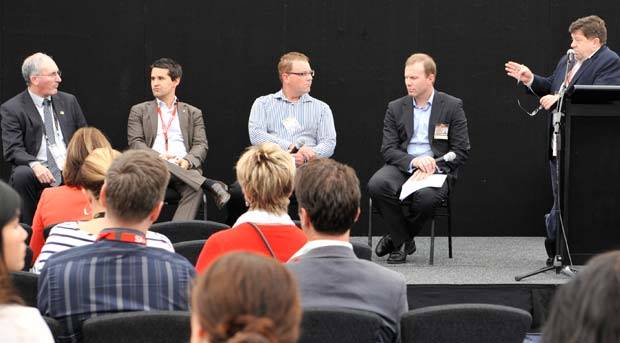 JAA Discussion Panel. (L to R): Colin Pocklington, Toby Bensimon, Brett Bolton, Phil Edwards and Coleby Nicholson