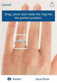 The app has an augmented reality feature, allowing users to “try on” its diamond rings