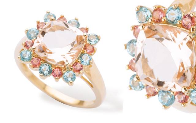 Gerrim's morganite and tourmaline ring