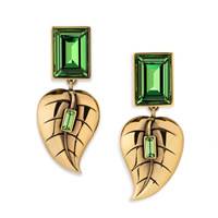 Leaf earrings, green