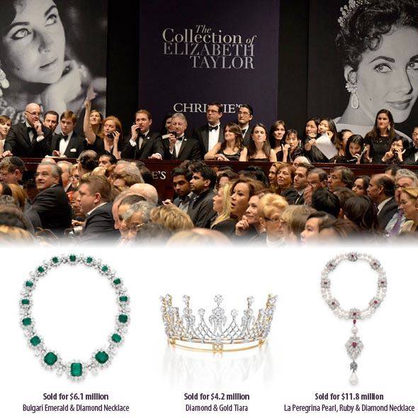 The ancipated auction of late actress Elizabeth Taylor's world-renowned jewels took in $US116 million.