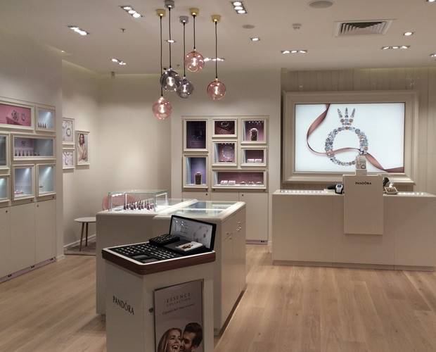 The new Pandora store design features upgraded fixtures and a more spacious layout