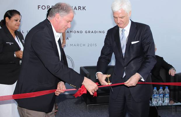 De Beers Group chief executive Philippe Mellier and Forevermark CEO Stephen Lussier launched the new facility