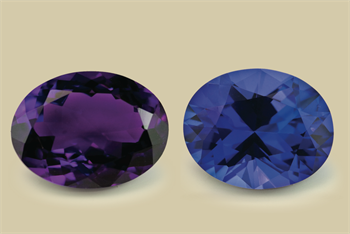 Amethyst (left), tanzanite (right). Image courtesy of Brendan McCreesh, O’Neils Affiliated