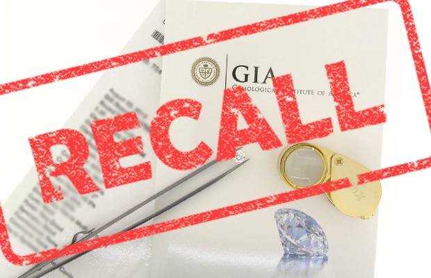 The GIA has issued a recall of 424 diamond grading reports