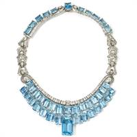 Art deco diamond and aquamarine necklace by Olga Tritt, circa 1939