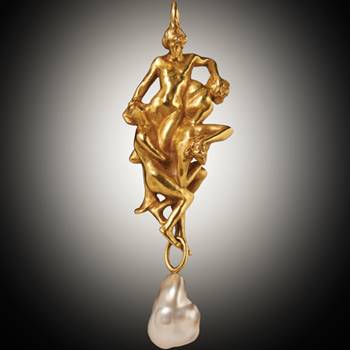 Art nouveau gold and pearl pendant by René Lalique, circa 1902