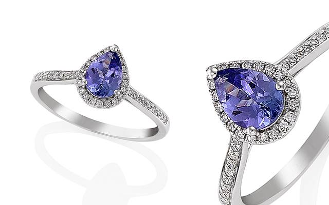 Protea Diamonds' white gold, tanzanite and diamond ring