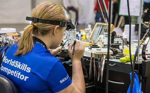 The WorldSkills international jewellery competitors were required to manufacture a brooch design within 22 hours