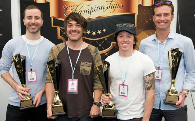 (L–R) The inaugural JDMC winners: Shaun Staples (CAD), Dean Sansom (setter), Ben Preston-Black (jeweller) and Chris O'Neill (hand engraver)