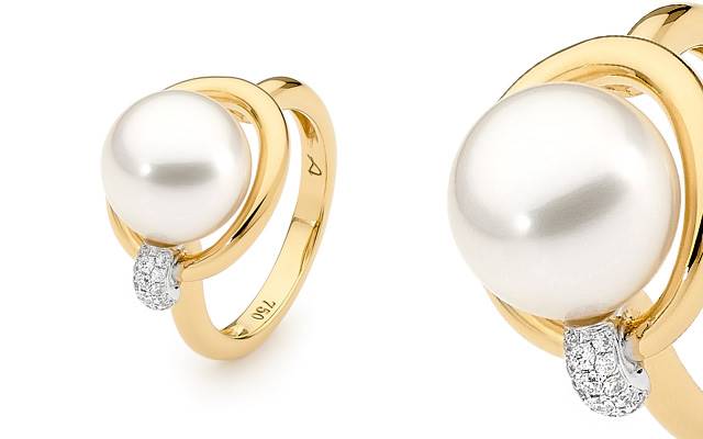 Allure South Sea Pearls' white and yellow gold ring