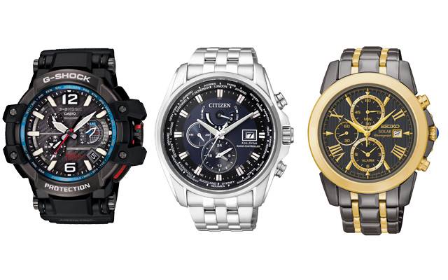 A selection of Casio, Citizen and Seiko watches