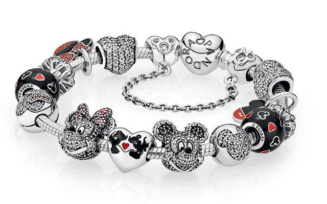 Popular characters Mickey and Minnie Mouse are featured in Pandora's new Disney collection