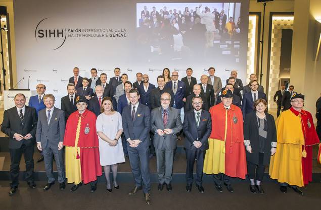 The official authorities of Geneva with the leaders and CEOs of several major watch industry bodies and exhibiting brands at SIHH 2016