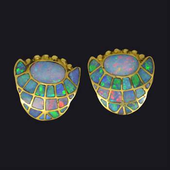 Opal inlay earrings by David Freeland Jnr