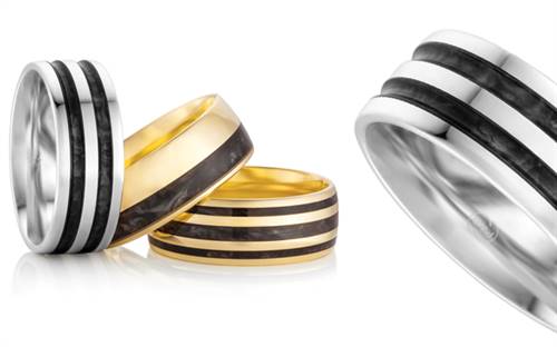 A selection of Peter W Beck's Spectrum wedding rings