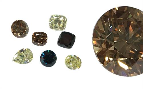 A selection of World Shiner's coloured diamonds