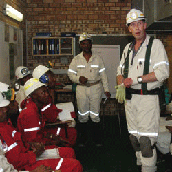 Trainee miners in a classroom on South Africa