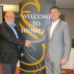 Chairman of GNZL Larry Graham sealing the deal with Showcase CEO Michael Mishevski