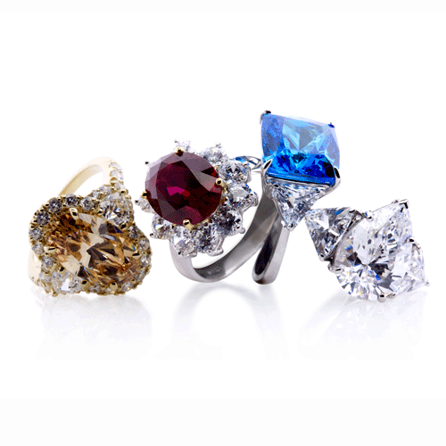 Coloured rings from Carat*'s new 'Fancy Colours' range