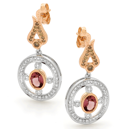 Jenique pink tourmaline diamond earrings